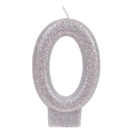 נר מנצנץ כסף עם מעמד -ספרה 0