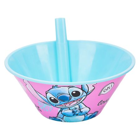 קערת פלסטיק עם קשית - סטיץ' פסטלי