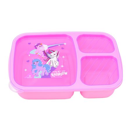 קופסת אוכל מחולקת שלושה תאים - הפוני הקטן שלי פסטל