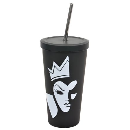 כוס עם קש- נירוסטה דופן כפולה- דיסני Villains מלכה