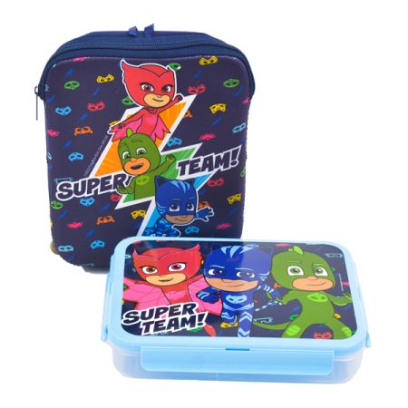 קופסת אוכל מחולקת עם תיק-כוח פי גיי SUPER TEAM