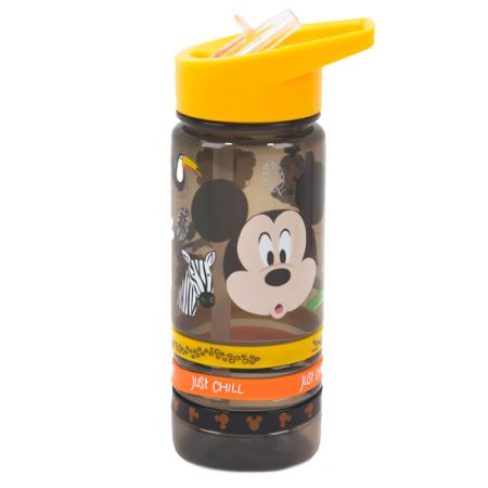 בקבוק 500 מל פלסטיק עם צמידים - מיקי פאטרן שחור