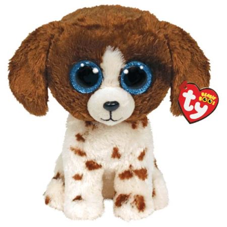 בובת TY עיניים גדולות (M)-מודלס כלב חום לבן
