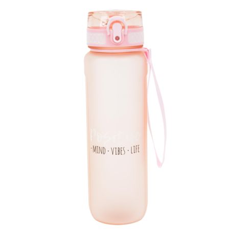 בקבוק שתיה 900 מל ציפוי גומי ושרוך- ורוד בייבי