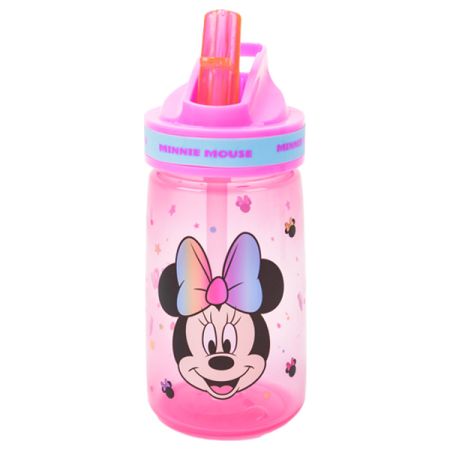 בקבוק פלסטיק 400 מ''ל עם צמיד - מיני מאוס צבעי הקשת