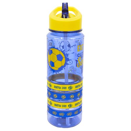 בקבוק טריטן 700 מ''ל עם צמידים - כדורגל גנרי כחול צהוב