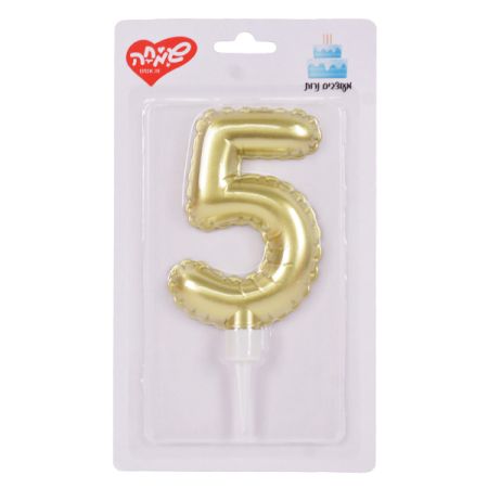 נר מספר ענק פויל זהב- 5