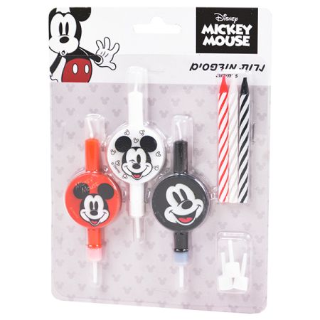 סט 6 נרות מודפסים - עיגול מיקי מאוס