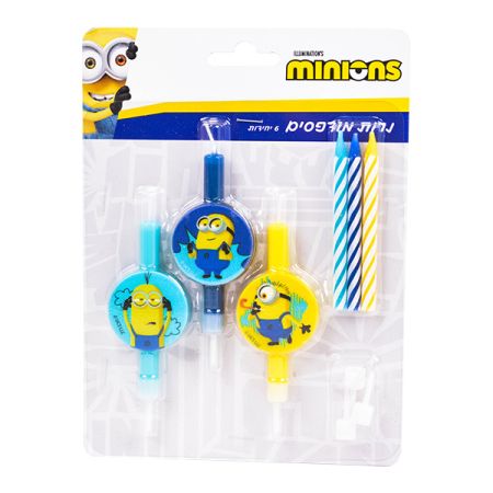 סט 6 נרות מודפסים - עיגול מיניונים