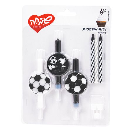 סט 6 נרות מודפסים - עיגול כדורגל