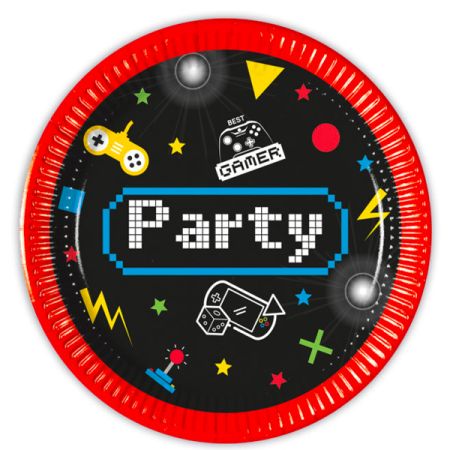 צלחות נייר 20סמ 8יח-מסיבת גימינג