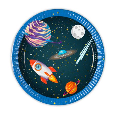 צלחות נייר 20סמ 8יח-חללית