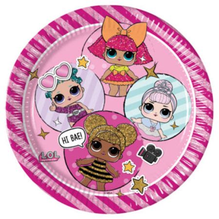 צלחות נייר 23 סמ 8 יח'-גליטר מטאלי-LOL