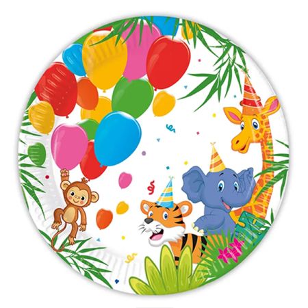 צלחות נייר 20 סמ 8 יח- ג'ונגל