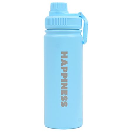 בקבוק נירוסטה דופן כפולה עם ידית אחיזה 530 מל - תכלת פסטל