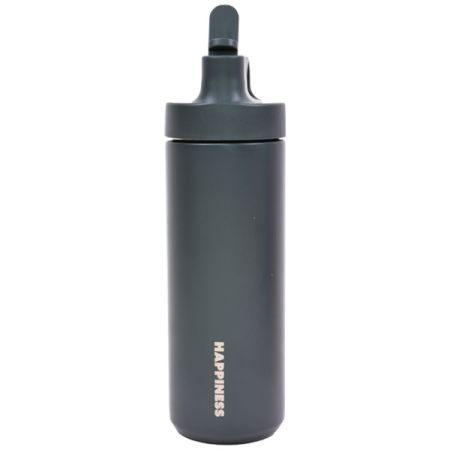 בקבוק נירוסטה דופן כפולה 550 מל עם קשית - שחור