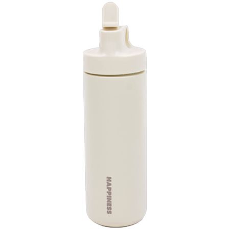 בקבוק נירוסטה דופן כפולה 550 מל עם קשית - שמנת