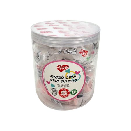 מיקס  טבעת ולב סודה 10 גרם -24יח בצנצנת/12 בקר