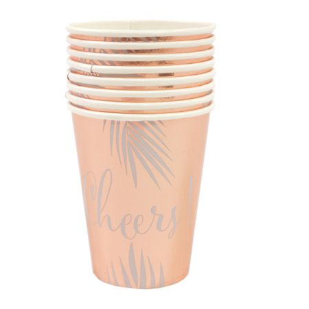 כוסות נייר 8יח-טרופי רוזגולד