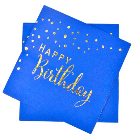 מפיות נייר קוקטייל 16 יח- HB כחול זהב