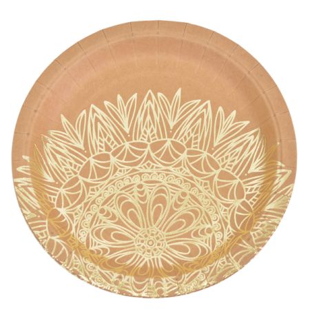 צלחות 23 סמ קראפט-תחרה זהב 8יח