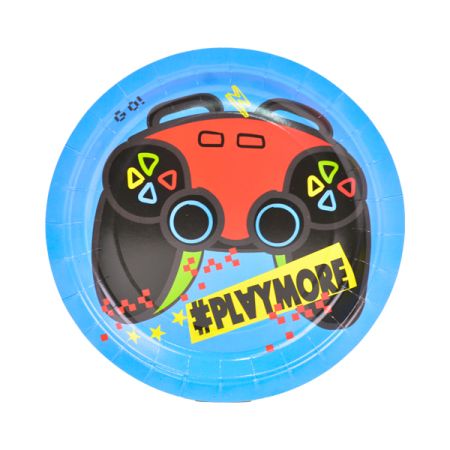 צלחות נייר 20 סמ 8 יח- גיימרים