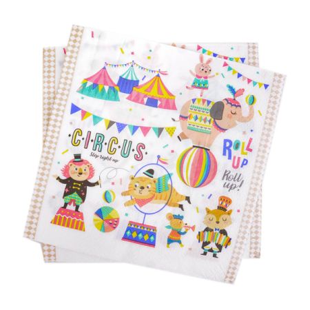 מפיות נייר 2 שכ 33X33 סמ 20 יח- חיות קרקס וינטג