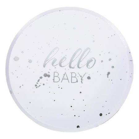 צלחות נייר 23 שטוחה סמ 8 יח - בייבי הטבעת כסף