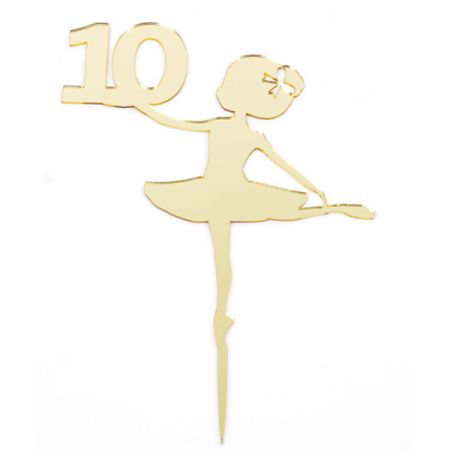טופר אקרילי לעוגה- 1 יח- רקדנית 10 זהב