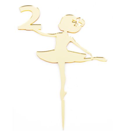 טופר אקרילי לעוגה- 1 יח- רקדנית 2 זהב