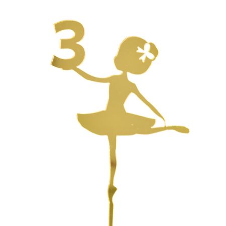 טופר אקרילי לעוגה- 1 יח- רקדנית 3 זהב