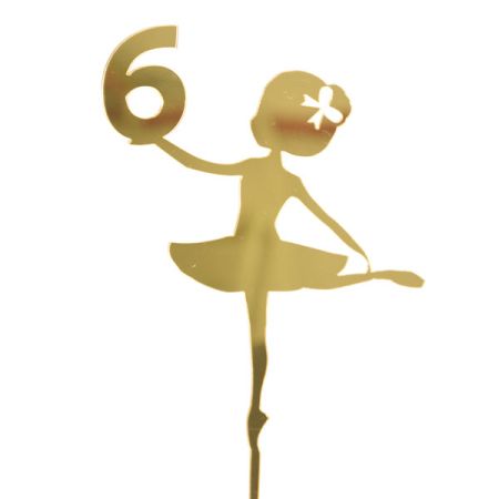 טופר אקרילי לעוגה- 1 יח- רקדנית 6 זהב