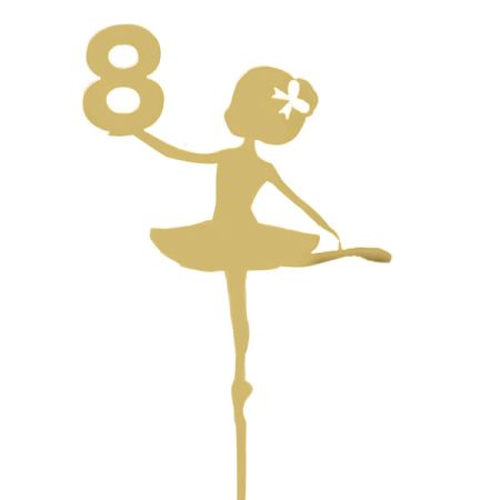 טופר אקרילי לעוגה- 1 יח- רקדנית 8 זהב