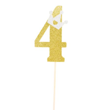 טופר גליטר גדול 1יח-מספר 4 זהב