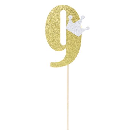 טופר גליטר גדול 1יח-מספר 9 זהב