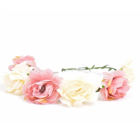 זר לראש- לבן ורוד עתיק