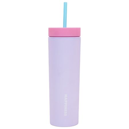 כוס פלסטיק עם ציפוי גומי דופן כפולה 450 מל  - ורוד סגול