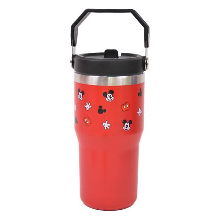 כוס תרמית עם ידית אחיזה 550 מ''ל - מיקי פרצופים