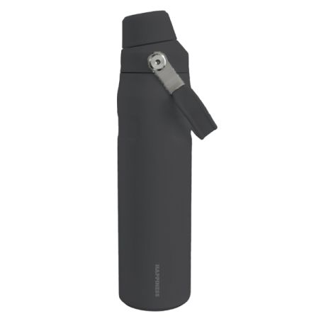 בקבוק נירוסטה דופן כפולה 600 מל עם ידית - שחור
