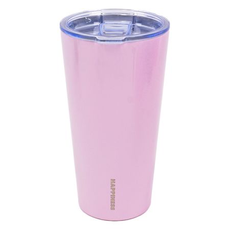 כוס נירוסטה דופן כפולה 450 מ''ל -ורוד נצנצים