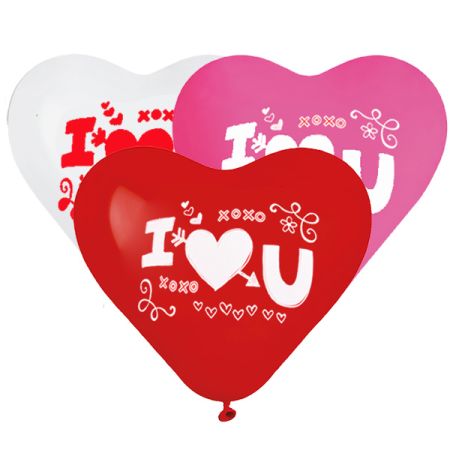 בלון CR17 מודפס ILY אדום 045/ורד 06/לבן 01 50 יח