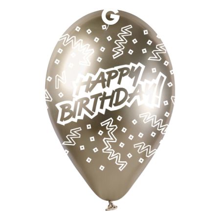 בלון GBS120 מודפס מבריק שמפניה זרם יום הולדת שמח  085(אנגלית)