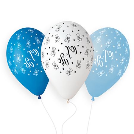 בלון GS110 נסיך נולד - דובים לבן וכחולים 010/072/001  100יח