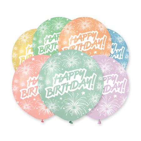בלון GS150 מודפס מודפס יום הולדת שמח זיקוקים(אנגלית)