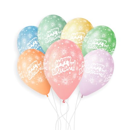 בלון GS110 מודפס יום הולדת שמח קונפטי (אנגלית)