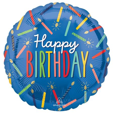 בלון מיילר 18 עגול - HB כחול עם נירות צבעוניים