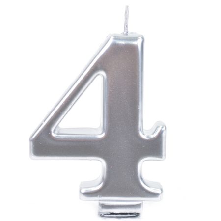 נר גדול עם מעמד שחור כסף מטאלי - ספרה 4