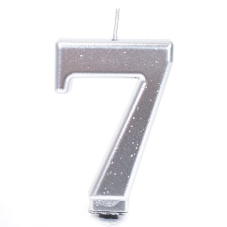 נר גדול עם מעמד שחור כסף מטאלי - ספרה 7