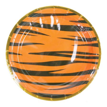 צלחות נייר 20 סמ- ספארי טיגריס עם הטבעת זהב
