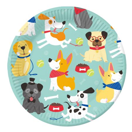צלחות נייר 20 סמ עגולות-6 יחידות-מסיבת כלבים